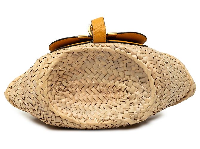 Borsa Chloé Marcie Mini in rafia beige Senape - vista 3