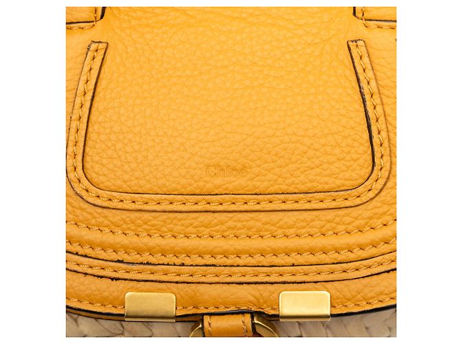 Borsa Chloé Marcie Mini in rafia beige Senape - vista 5