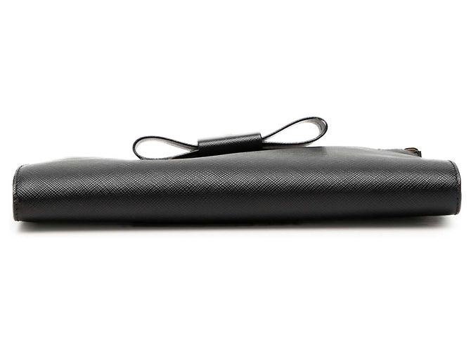 Clutch Prada Black Saffiano con fiocco Nero - vista 3