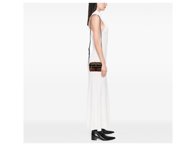 Gucci Marrone Mini Suede Web Ophidia Crossbody - vista 5