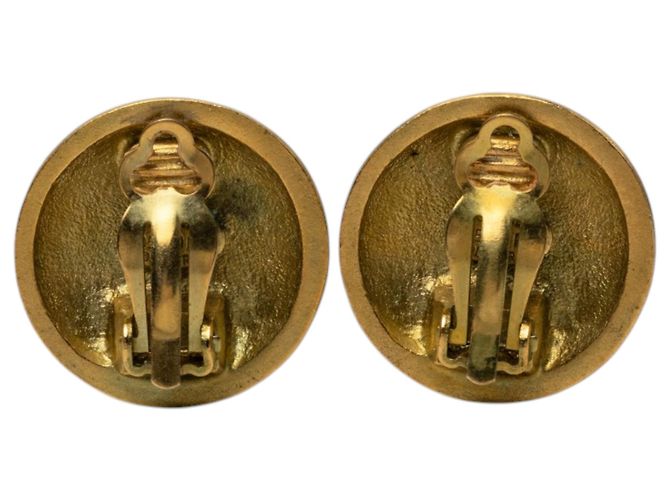 Orecchini Chanel Gold CC placcati oro tondi con clip D'oro - vista 2