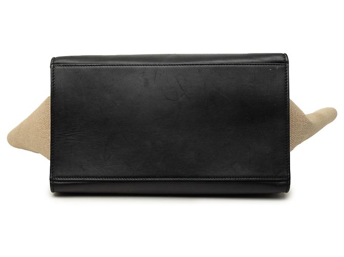 Céline Borsa Celine Black Medium Tricolor in Calfskin e Canvas Trapeze Nero - vista 3