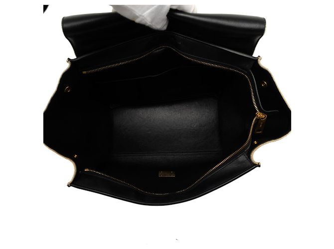 Céline Borsa Celine Black Medium Tricolor in Calfskin e Canvas Trapeze Nero - vista 4