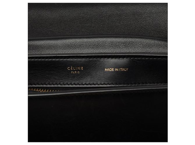 Céline Borsa Celine Black Medium Tricolor in Calfskin e Canvas Trapeze Nero - vista 5