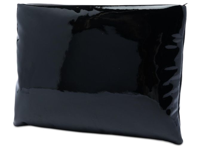 Pochette Puffy in vernice nera Large Saint Laurent Nero - vista 2