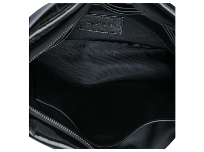 Pochette Puffy in vernice nera Large Saint Laurent Nero - vista 4