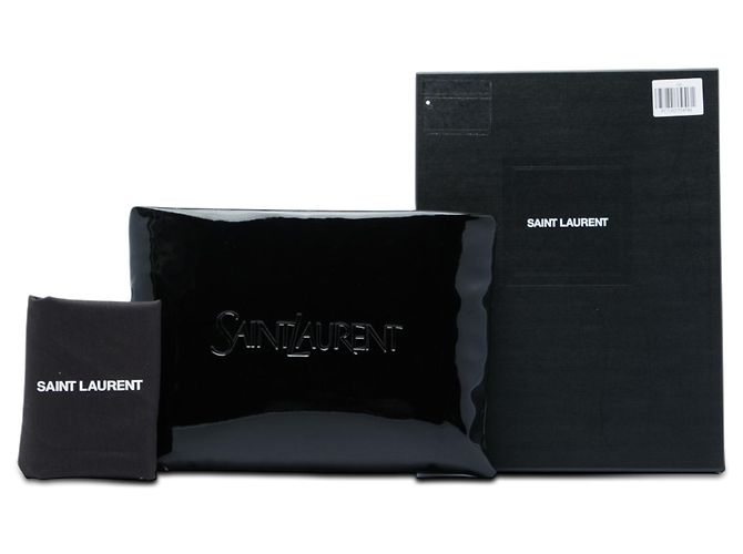 Pochette Puffy in vernice nera Large Saint Laurent Nero - vista 6