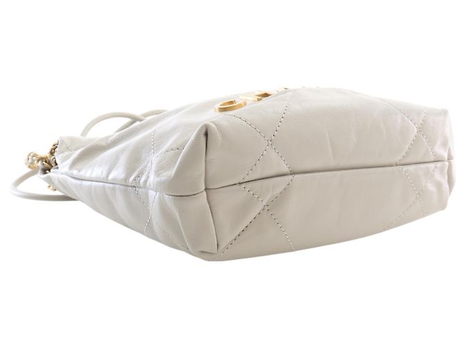 Chanel White Mini Shiny Calfskin 22 Hobo Bianco - vista 12
