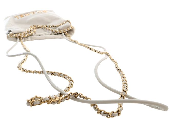 Chanel White Mini Shiny Calfskin 22 Hobo Bianco - vista 14