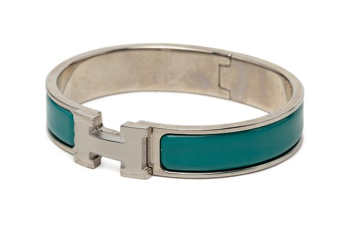 Pulsera Hermès Blue Narrow Enamel Clic H PM Azul Turquesa - vista 2