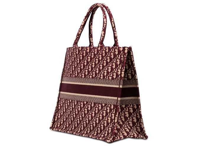 Dior Red Large Oblique Bestickte Canvas Book Tote Rot Bordeaux - Ansicht 2