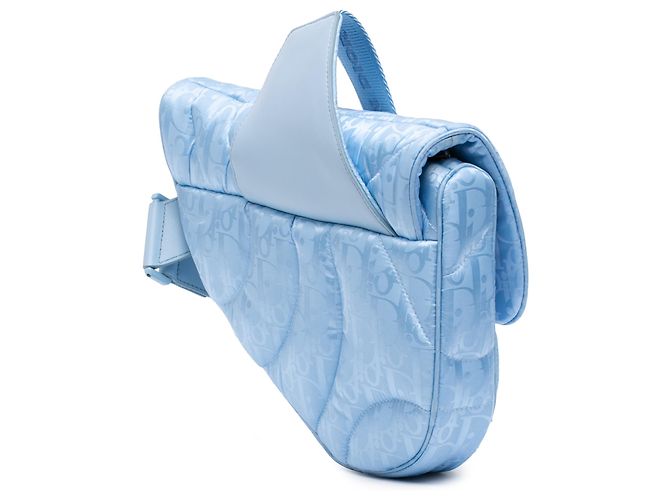 Sac bandoulière Saddle en tissu technique Dior Blue ERL Oblique Mirage Bleu Bleu clair - vue 2