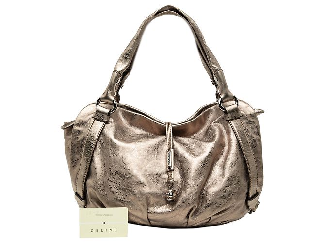 Céline Celine Hobo Bittersweet in pelle di vitello metallizzata oro D'oro - vista 7
