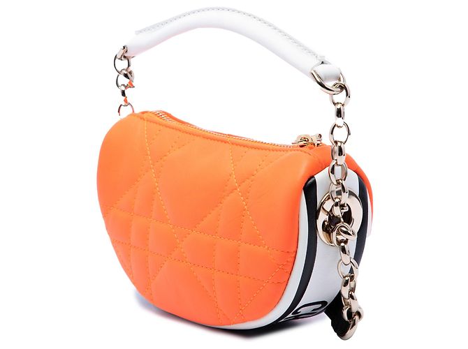 Dior Orange Micro Lambskin Cannage Dior Vibe Hobo Arancione - vista 2
