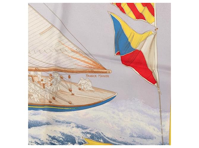 Sciarpa in seta Hermès Purple En Course 90 - vista 4