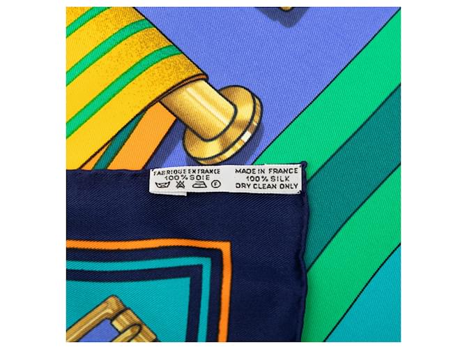Hermès Seidentuch Blue Les Sangles 90 Blau - Ansicht 2
