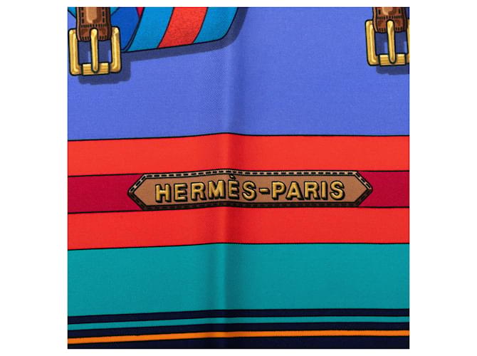 Hermès Seidentuch Blue Les Sangles 90 Blau - Ansicht 3