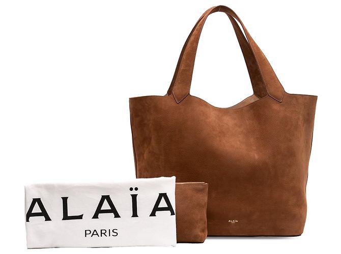 ALAÏA Tote Le Cabas in nubuck marrone - vista 7