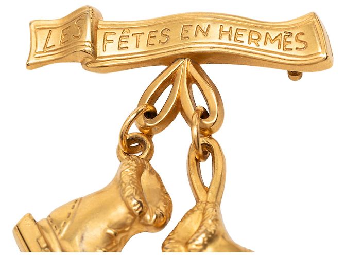 Spilla Hermès Gold Pattini Banhata in Oro D'oro - vista 3