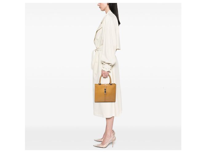 Borsa Jackie in pelle di vitello marrone Gucci Caramello - vista 6