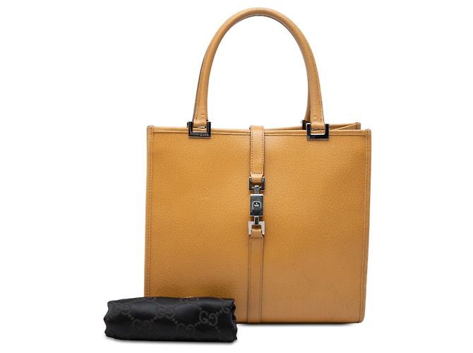 Borsa Jackie in pelle di vitello marrone Gucci Caramello - vista 7