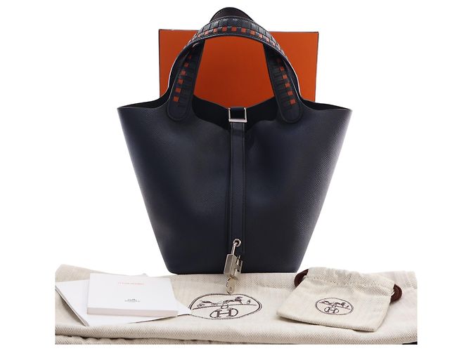 Hermès Blue Epsom Tressage Picotin Lock 18 Blu navy - vista 15