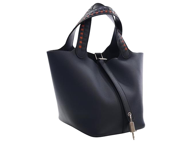 Hermès Blue Epsom Tressage Picotin Lock 18 Blu navy - vista 2