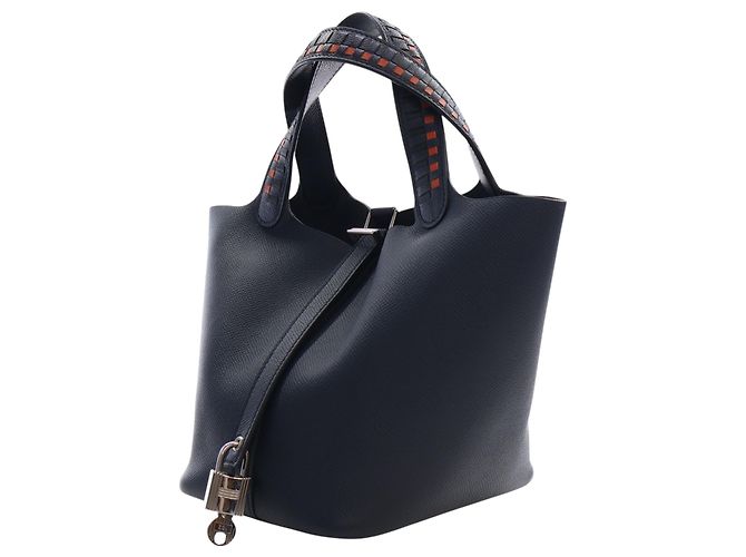 Hermès Blue Epsom Tressage Picotin Lock 18 Blu navy - vista 3