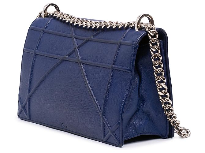Dior Blue Medium Grained Calfskin Diorama Flap Azul - vista 2