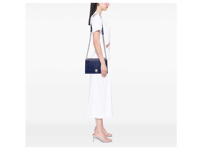 Dior Blue Medium Grained Calfskin Diorama Flap Azul - vista 6