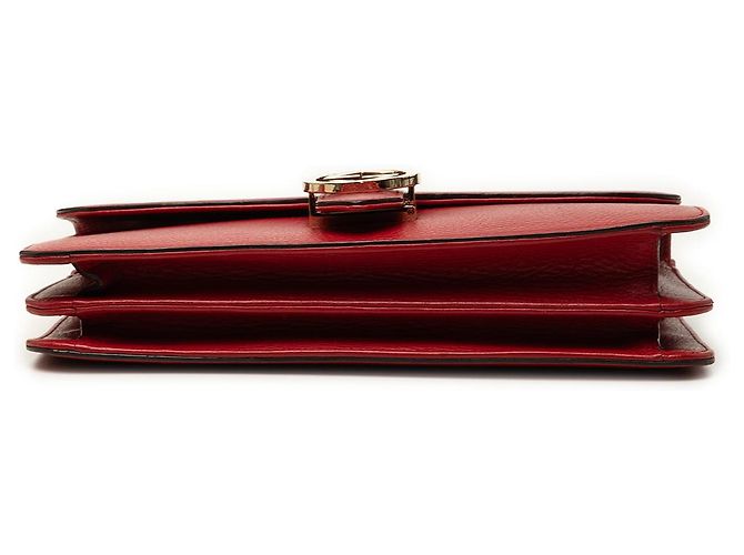 Gucci Rosso Borsa a tracolla in pelle di vitello Dollar Medium con G intrecciato - vista 3