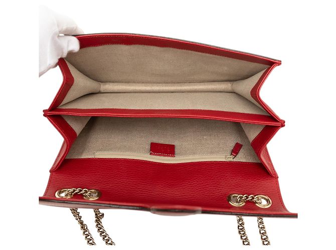 Gucci Rosso Borsa a tracolla in pelle di vitello Dollar Medium con G intrecciato - vista 4