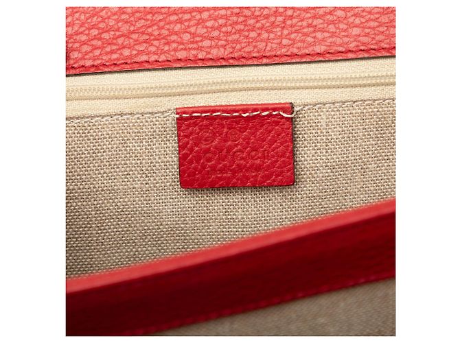 Gucci Rosso Borsa a tracolla in pelle di vitello Dollar Medium con G intrecciato - vista 5
