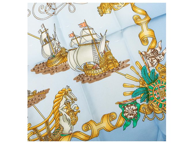 Sciarpa in seta Hermès Blue Vaisseaux et Fregates 90 - vista 6