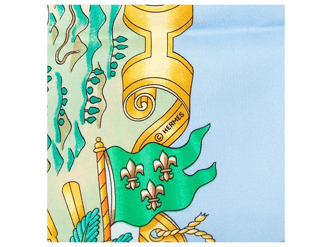 Sciarpa in seta Hermès Blue Vaisseaux et Fregates 90 - vista 7