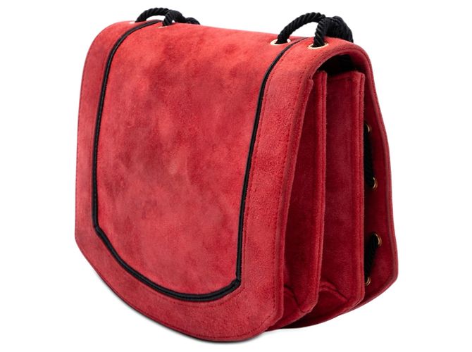 Borsa a tracolla Saint Laurent Red Suede Monogram Fetish Tassel Rosso - vista 2