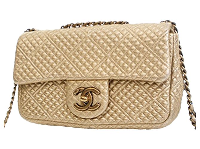 Chanel Gold Small Micro Quilted Metallic Lambskin Coin Flap D'oro - vista 2
