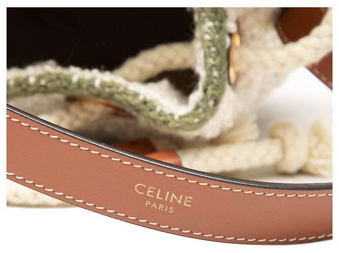 16 Céline Borsa a secchiello Celine White Teen Plein Soleil in tela Bianco - vista 5