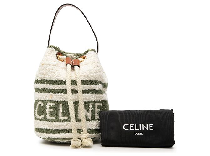 16 Céline Borsa a secchiello Celine White Teen Plein Soleil in tela Bianco - vista 9