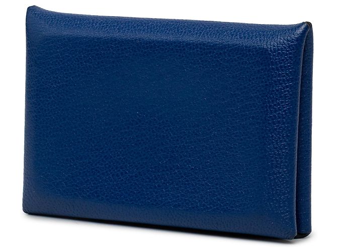 Tarjetero Calvi en chevre Mysore azul Hermès Azul oscuro - vista 2