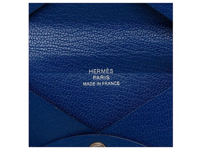 Tarjetero Calvi en chevre Mysore azul Hermès Azul oscuro - vista 5