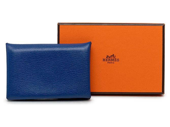 Tarjetero Calvi en chevre Mysore azul Hermès Azul oscuro - vista 8