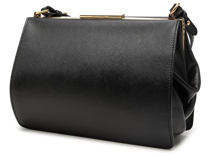 Borsa a tracolla Prada Black Saffiano and City Calf Light Frame Nero - vista 2