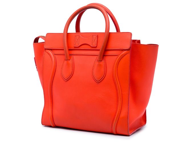 Luggage Céline Borsa Tote Celine Orange Mini in pelle di vitello liscia Rosso Arancione - vista 2