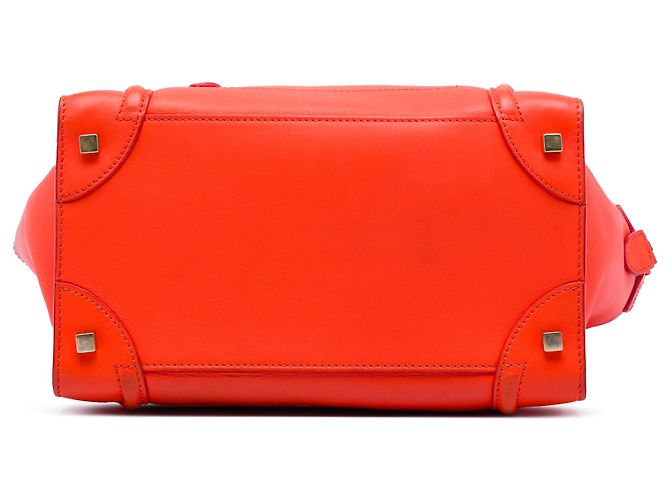 Luggage Céline Borsa Tote Celine Orange Mini in pelle di vitello liscia Rosso Arancione - vista 3