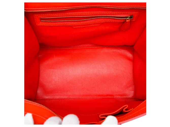 Luggage Céline Borsa Tote Celine Orange Mini in pelle di vitello liscia Rosso Arancione - vista 4