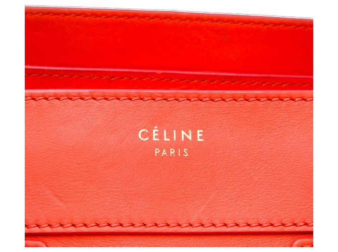 Luggage Céline Borsa Tote Celine Orange Mini in pelle di vitello liscia Rosso Arancione - vista 5