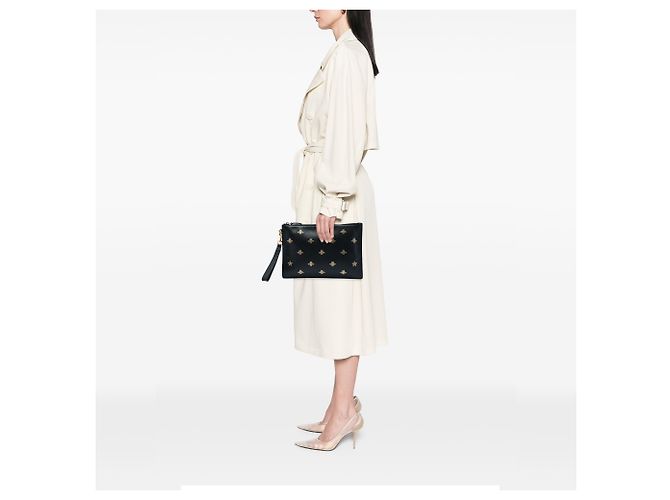 Clutch Bee Star in pelle di vitello nera Gucci Nero - vista 6