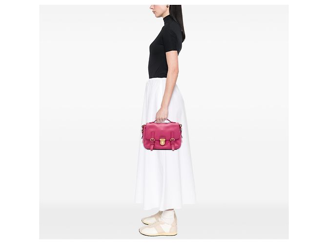 Borsa Messenger Prada Pink Vitello Daino Push Lock Double Buckle Rosa - vista 6
