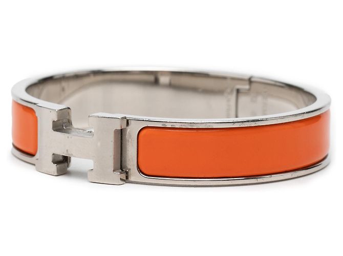 Bracciale Hermès Clic H in smalto arancione stretto PM - vista 2